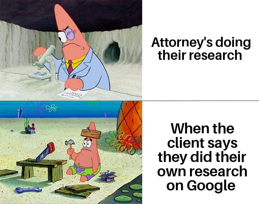 lpnlolz's tweet image. One involves legal databases, case law, and 10 years of experience.
The other involves a Reddit thread and a YouTube video titled “How to Win Any Case in Court!!!”

#AttorneyVsGoogle #LegalResearch #ClientLogic