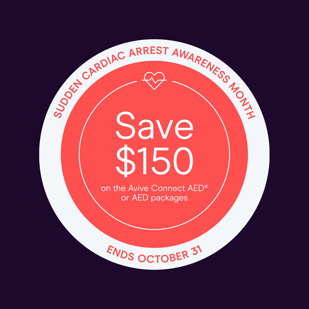 AviveSolutions's tweet image. Join us in recognizing Sudden Cardiac Arrest Awareness Month. Now through October 31st, save $150 on any Avive Connect AED® or bundle. Shop today: store.avive.life

#SCA #SCAAwareness #AED