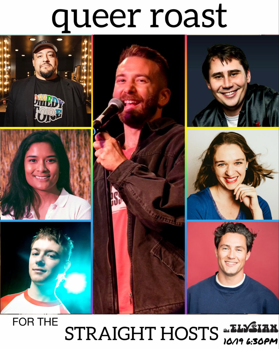 QueerRoast's tweet photo. Updated lineup! See you this Sunday! https://t.co/tVVNlbZSHn