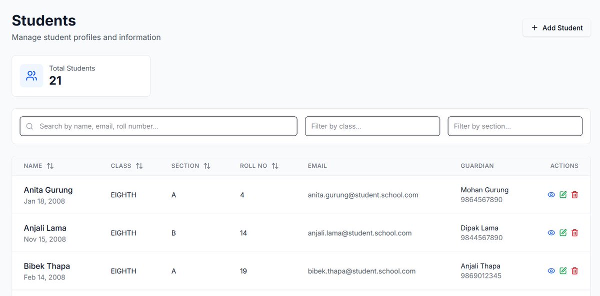 n3stxdev's tweet photo. #LUD16 Today, I implemented the Student Management feature for sms-app: backend APIs for view/edit/delete/pagination; frontend with gradient profile, real-time edit form, and searchable/sortable/paginated table. #LearningUtsav2025 #FestivalOfLearning #microservices https://t.co/WxgkLwKcBx