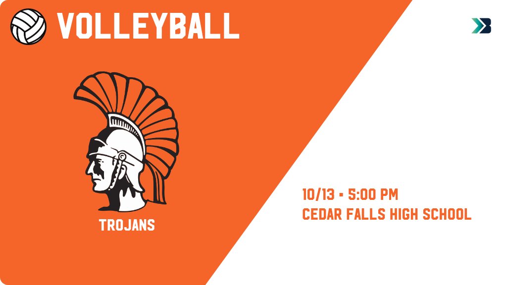 Volleyball (JV2A) Game Day! - Check out the event preview for the Waterloo East Trojans. It starts at 5:00 PM and is at Cedar Falls High School (new). gobound.com/ia/ighsau/vb/2…
