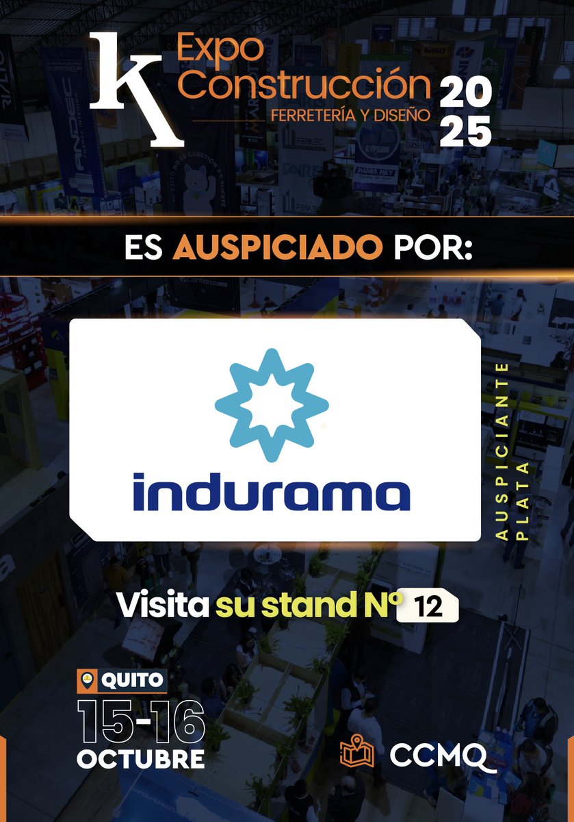 ¡Indurama está presente en la 6ta edición de Expo Construcción 2025! La feria más importante de construcción, ferretería y diseño abre sus
puertas, y queremos que nos acompañes.

⭐️  Encuéntranos en el stand 12
📆 15 y 16 de octubre
📍Centro de Convenciones Metropolitano de Quito