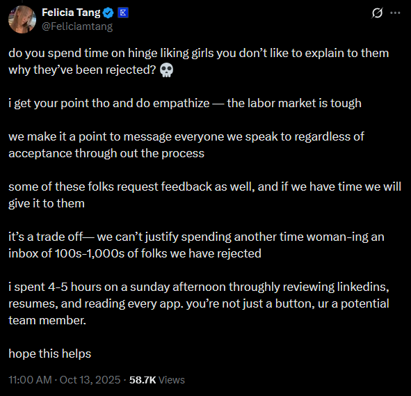 reddit_lies's tweet photo. I just realized that the HR women are treating job applications the same way they use dating apps.

No wonder we're cooked. https://t.co/KPrjRAahOa