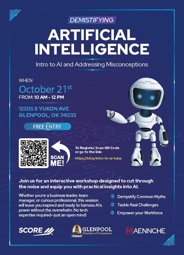Team_Maennche's tweet photo. 🚀 Unlock AI’s power at our FREE Demystifying AI Workshop! 📅 Oct 21, Glenpool Conference Center. Bust myths, learn practical AI uses, and empower your team. No tech skills needed! Spots limited—grab yours: https://t.co/SvKmQTSWA7 #AI #Workshop #Tech https://t.co/DSiBn3FQlr