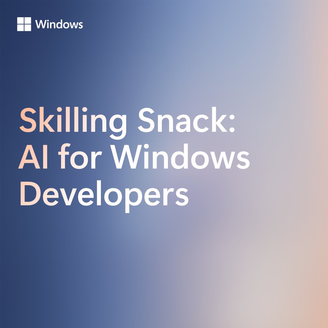 windowsdev's tweet image. Are you a new Windows developer or looking to skill up on the latest in AI? 🧠
Check out our new skilling snack of helpful resources to help you get started with AI development and deployment on Windows ➡️ msft.it/6012sNTxY