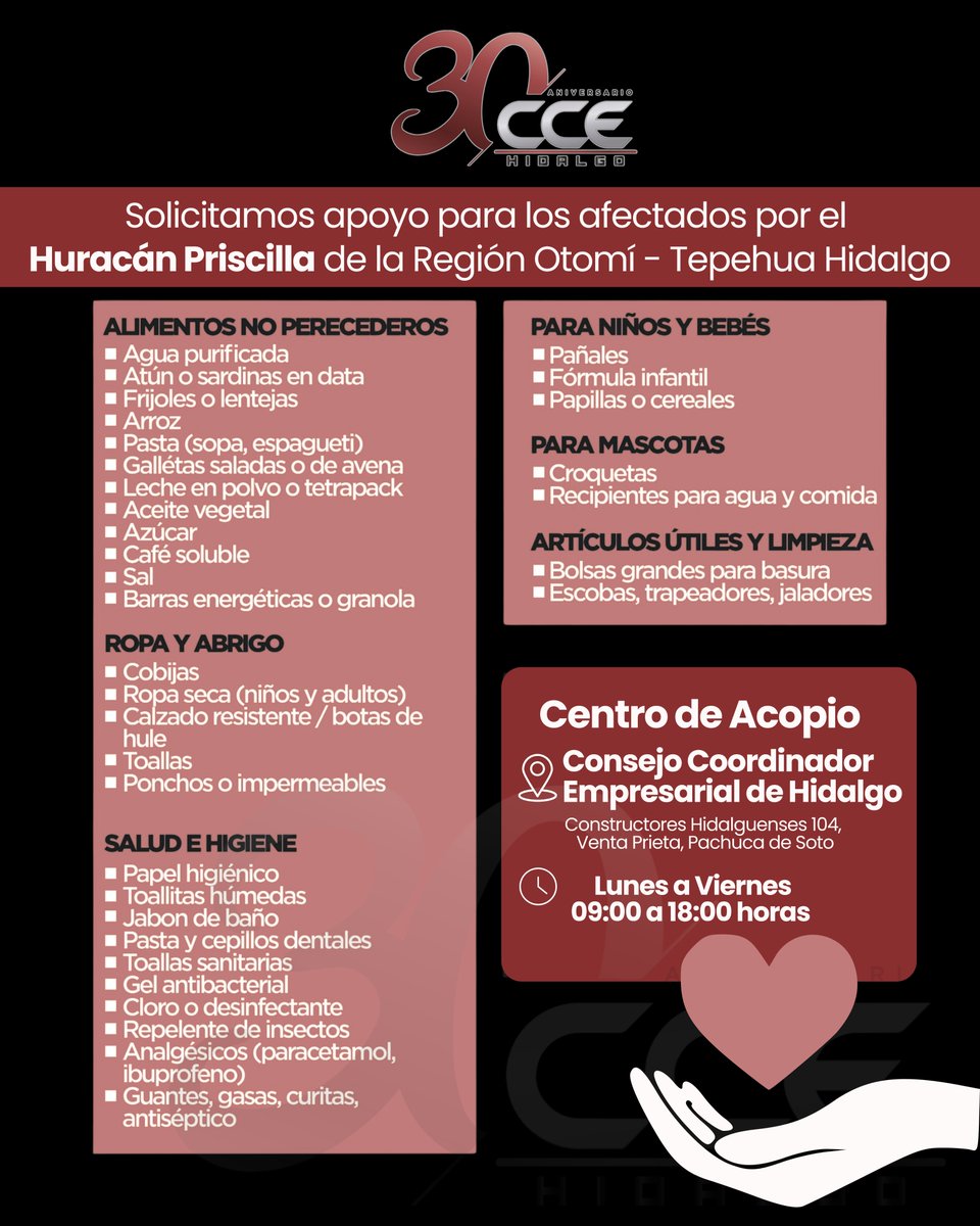 CCEHidalgo's tweet image. Es momento de unirnos y apoyar a quien más lo necesita. ¡Todo suma!
📍Constructores Hidalguenses 104, Venta Prieta, Pachuca Hidalgo
⏰ 9:00 a 6:00 pm