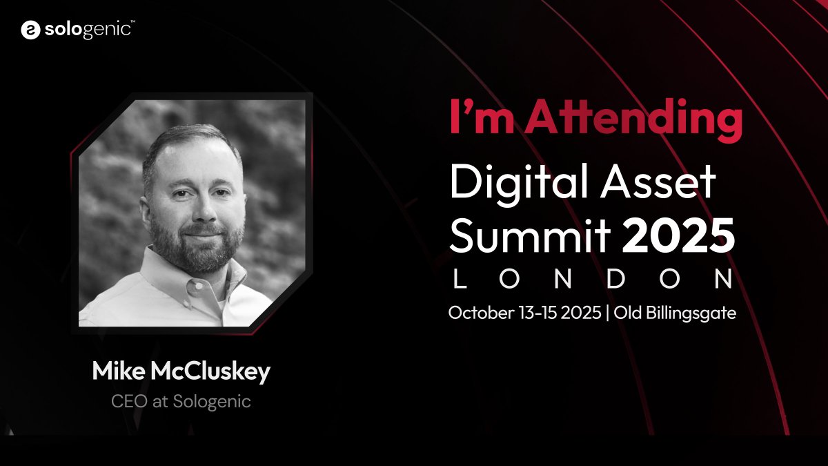 Sologenic (@realsologenic) on Twitter photo Where is the real conversation happening on institutional digital assets? London.
Sologenic's CEO <a href="/MikeMcC1uskey/">Mike McCluskey</a> is attending <a href="/blockworksDAS/">Digital Asset Summit 2026</a> to drive the future of finance and RWA tokenization.
#DASLondon #Sologenic #RWA Where is the real conversation happening on institutional digital assets? London.
Sologenic's CEO <a href="/MikeMcC1uskey/">Mike McCluskey</a> is attending <a href="/blockworksDAS/">Digital Asset Summit 2026</a> to drive the future of finance and RWA tokenization.
#DASLondon #Sologenic #RWA