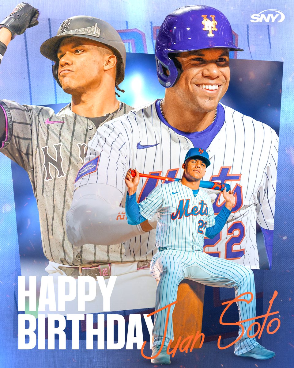 SNY_Mets's tweet photo. Happy 27th birthday to Juan Soto! 🥳 https://t.co/91CZjUuYxU