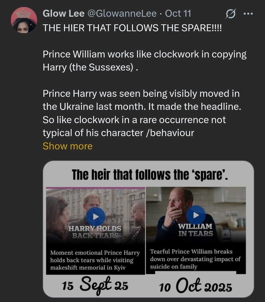 NSome1ne's tweet photo. You don't wait 8 years like #PrinceWilliam did and then fake tears in 2025. In 2017, there were no tears or that hand gesture.
#TearGate
#CrocodileTearsWilly https://t.co/A2mUo7WYfW