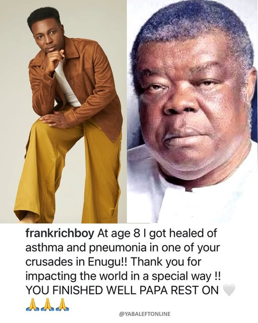 "You finished well Papa" – Gospel singer, Frank Edward recalls a healing encounter at Uma Ukpai's crusade as the international evangelist passes at age 80