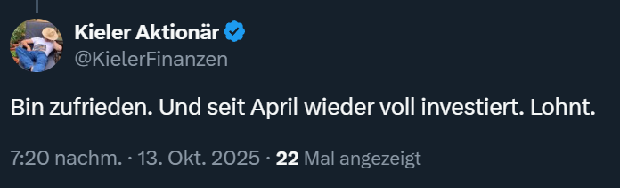 Langsam verstehe ich, warum der permanent alle seine Posts nach kurzer Zeit wieder löscht.
Dann sieht z.B. keiner mehr, dass er im April geschrieben hatte, dass er nur ganz leicht mit kleinen Tranchen eingestiegen ist.
Wer ihn für einen Finanzprofi hält, ist minderbemittelt.
