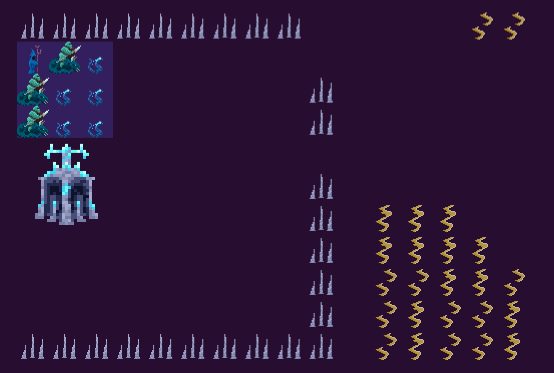 Ulfsire's tweet image. doing all the initial wall tiles, I think for a lot of them verisimilitude can be abandoned for something more glyph-like