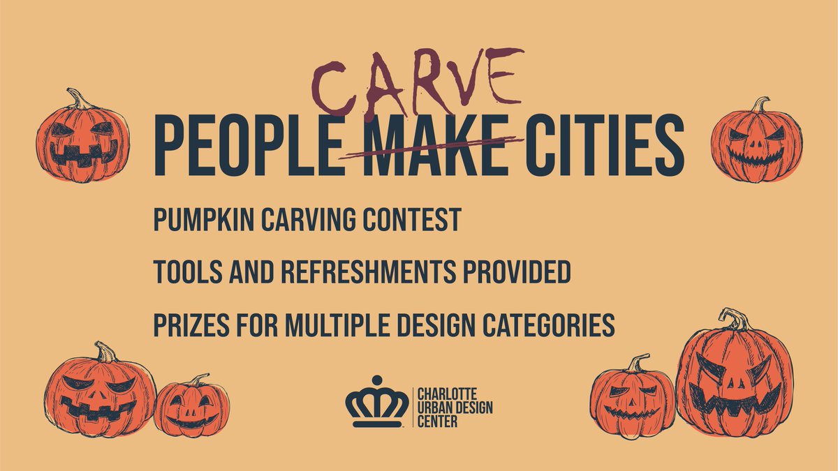 Join the Charlotte Urban Design Center (@clturbandesign) for their Pumpkin Carving Contest on Tuesday, October 28th 6pm-8pm! All ages are welcome to compete for prizes and enjoy fall refreshments! RSVP and details at the link below!

👻Learn More: ncasla.org/events/2025/10…