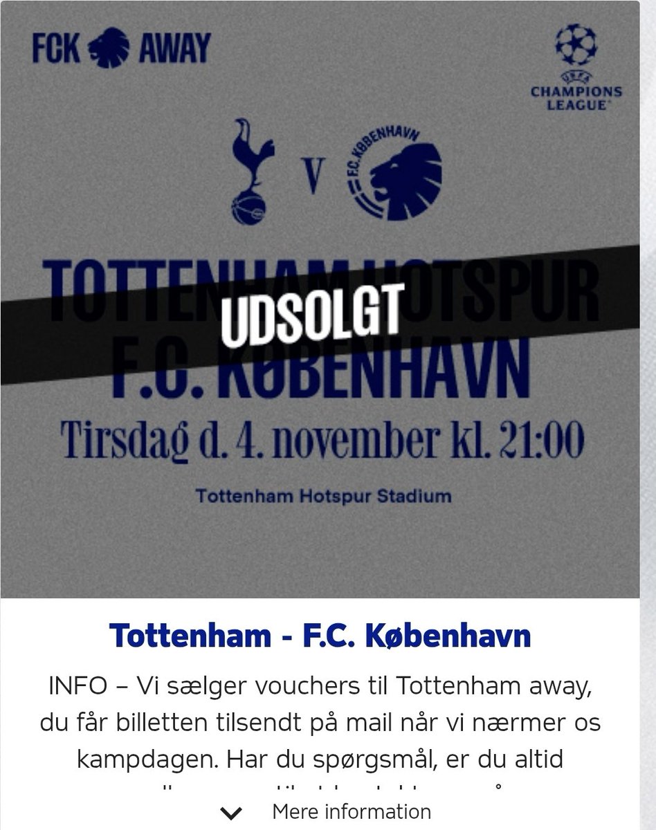 Dresennn's tweet photo. Tottenham away er nu udsolgt 🔵⚪️ #fcklive https://t.co/zBy5oEztaj