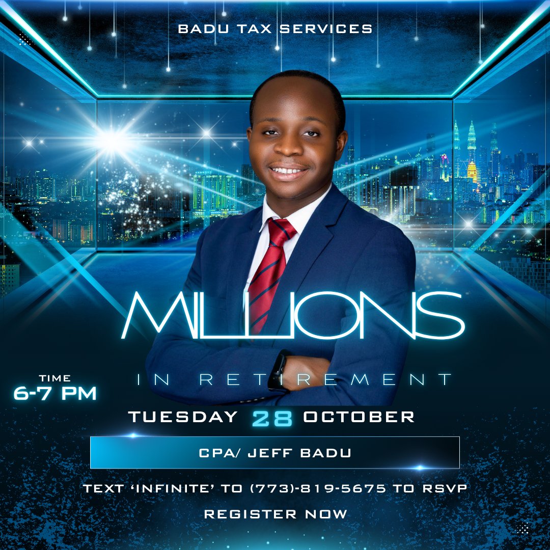 JBadu32's tweet image. Millions in Retirement: Your Roadmap to Financial Freedom

Feeling uncertain about your retirement savings? You're not alone—and we’ve got you covered. Join our FREE online webinar on October 28th from 6–7 PM CST and discover practical strategies to help you retire with…