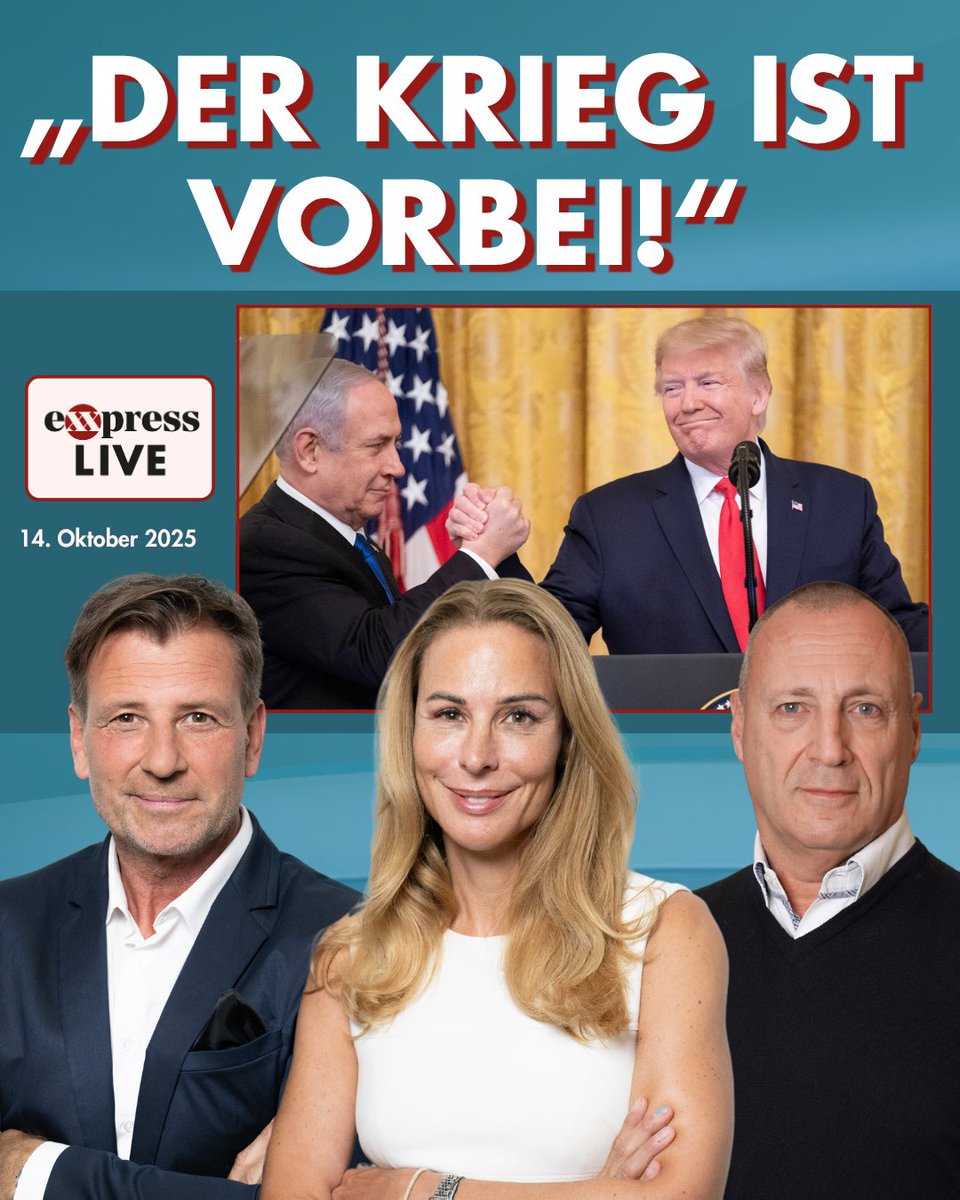 Morgen, ab 7:30 Uhr live bei #exxpressLIVE: „Der Krieg ist vorbei!“ – Hamas lässt die letzten 20 israelischen Geiseln frei. Trump erklärt den Gaza-Krieg für beendet: Ist das wirklich Frieden oder nur ein Waffenstillstand auf Zeit? Jugendkriminalität explodiert – fast 1.000