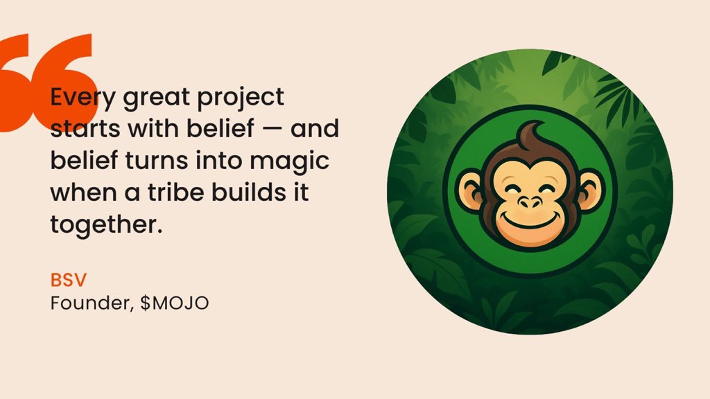 magicmojocoin's tweet image. Belief builds magic.
Tribe builds legacy. 🌴✨
That’s the $MOJO way. 🍌

👉🏼  t.me/mojo_coin1

#MOJOMagic #MOJOTribe #Solana #Memecoin #Presale #Contest