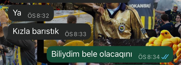 Tüm gün yok öyle ayrılcam yok şöyle ayrılcam diye kendini gazlayan arkadaşım barışıp gelmiş. Gerçek bi andaval