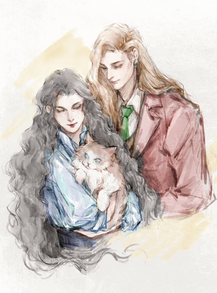 ElenielLin's tweet photo. Elliott and Farmer oc
 two-year-old daughter is a little kitten😋
#StardewValley #OC https://t.co/QEa6R6yf7j