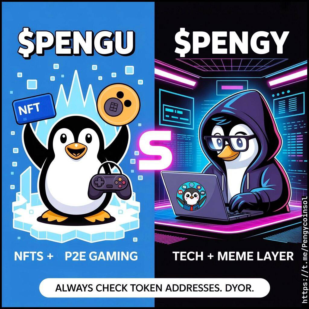 Mahshal_B_M_G's tweet photo. Two penguins.
One sells merch.
One builds the future.
$PENGU = Brand.
$PENGY = OS.
Pick your habitat — shelves or Solana.
#CryptoChoice #PengyOS https://t.co/OxI5gSLyWT