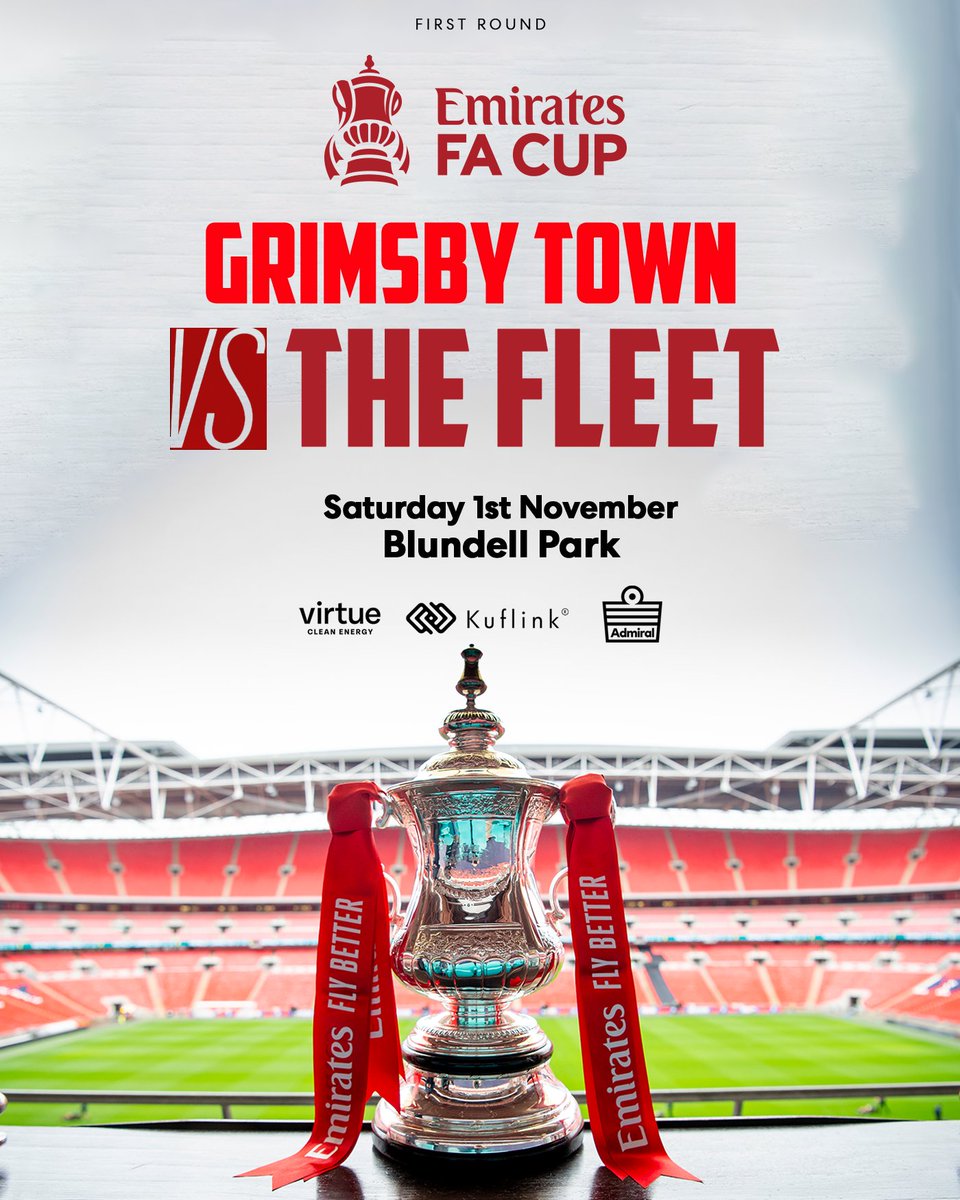 EUFCofficial's tweet image. We will travel to Grimsby Town in the First Round of the Emirates FA Cup🤝