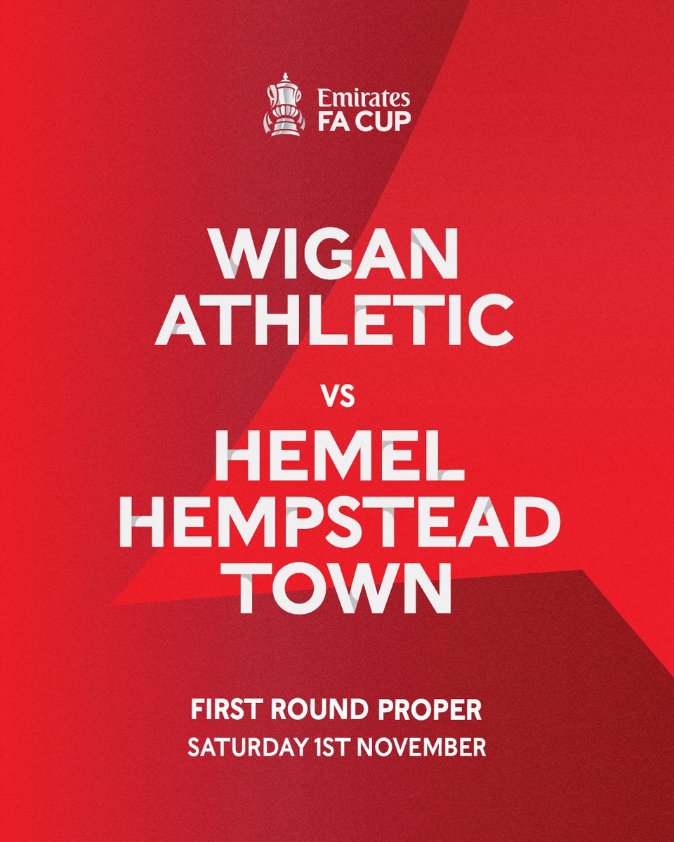 hemelfc's tweet image. BIG DRAW!

We will face Wigan Athletic away on the 1st November! 

#COYT