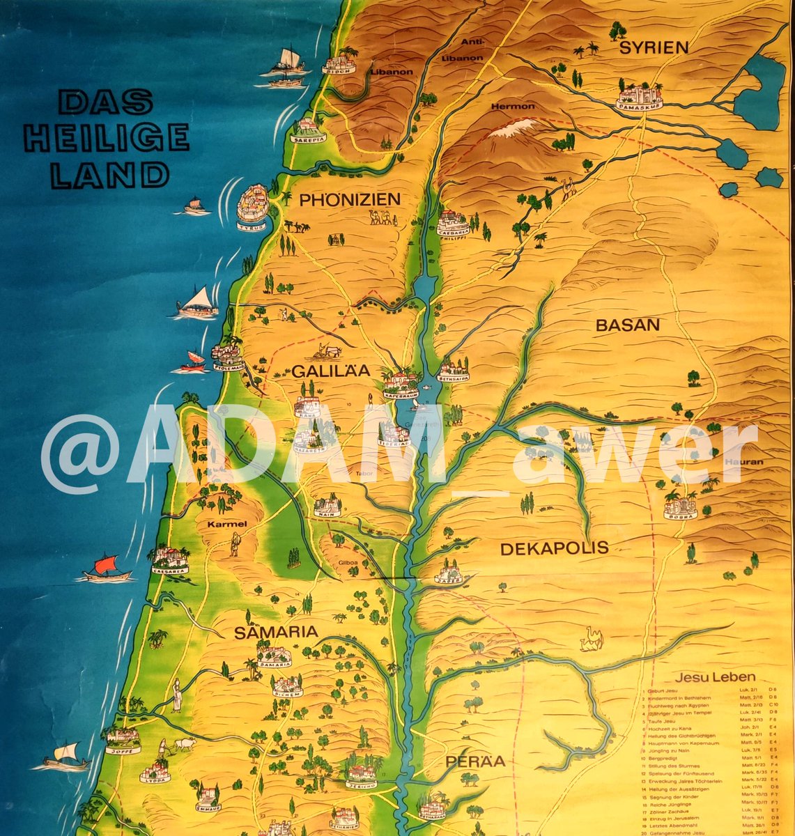 ADAM_awer's tweet photo. Ten years ago, a German friend gave me an old map of the Holy Land after he knew I was from Mount Hermon.
Here's part of it:
#basan
#باشان
#Holyland
#dasheiligeland https://t.co/aH41Mkp0da