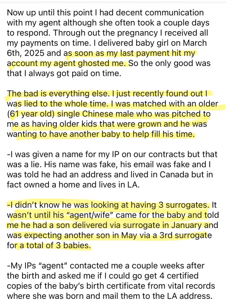 This is surrogacy. Ghosted and forgotten after the baby is delivered. Babies without mothers. Lies. Deceit.