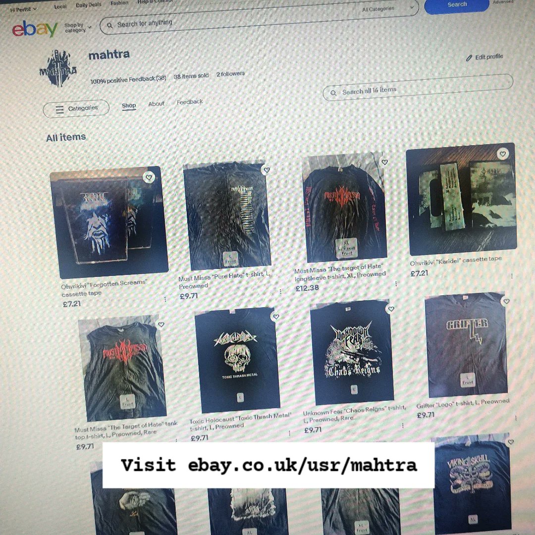 mahtrarecords's tweet photo. Discounted all pricing on second hand band merch on our eBay page.

Got some Toxic Holocaust, Loits, Nocturnal Breed, Vinterriket, Must Missa, Unknown Fear and Grifter shirts left.

#blackmetal #bandmerchandise #MetalMerch #tshirts https://t.co/HZtnCz7lqm