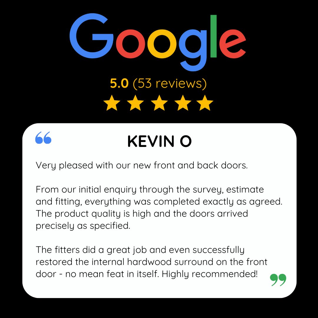 #happycustomer #googlereviews 👌
Two more #5starreviews just posted on Google! A great way to round off a busy Monday 👋 #feelinggreat #customersatisfaction
#newdoors #makeanentrance #localbusiness #Doubleglazing #EnergyEfficient