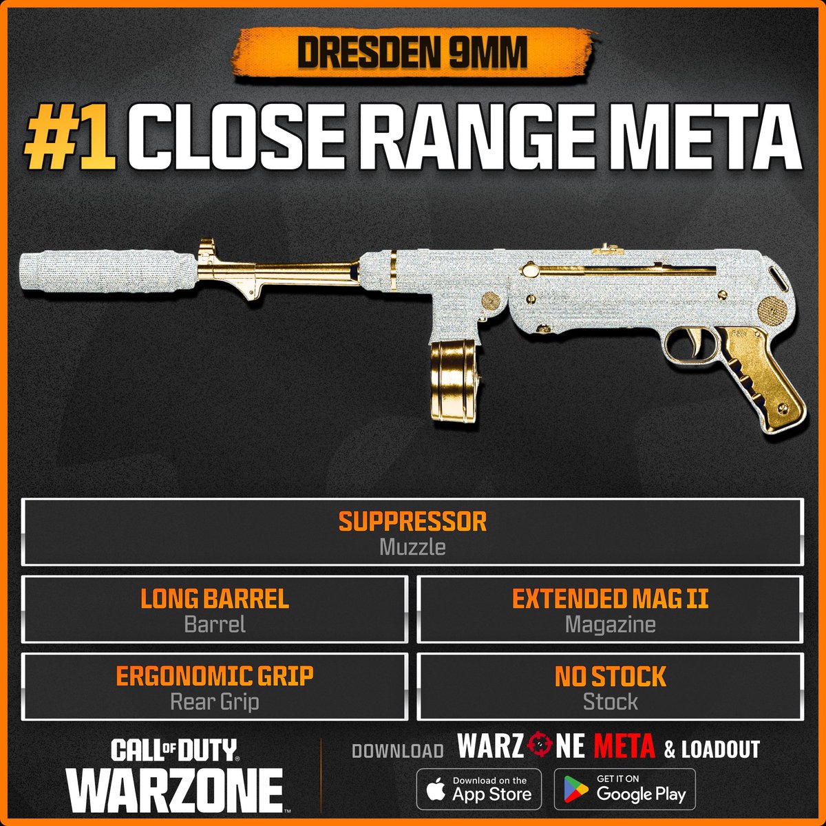 ‼️🚨 #1 META LOADOUT IN WARZONE 🚨‼️

🔥 Here's the #1 Best Meta Loadout to use in #Warzone Season 6!

🥇 #1 Long Range Meta: KILO 141
🥇 #1 Close Range Meta: DRESDEN 9MM

🫡  Get every Loadout for Resurgence, BR &amp; more on the Warzone Meta app FOR FREE!