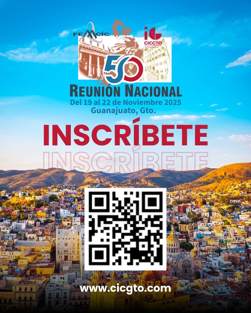 ¡Ya faltan pocos días!🙌

Del 19 al 22 de noviembre, Guanajuato será la sede de la 50° Reunión Nacional FEMCIC. 🏛️ 🇲🇽

🔗 Escanea el código o visita cicgto.com para inscribirte y ser parte de este gran evento.

JUNTOS FORTALECIENDO FEMCIC 
#50ReuniónNacional