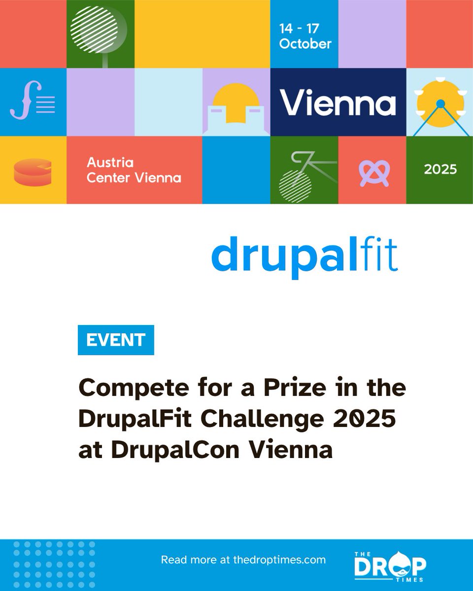thedroptimes's tweet image. DrupalFit Challenge 2025 (Vienna Edition) is now open — audit your Drupal site on performance, security, SEO &amp;amp; accessibility. Top prize: iPad Air; runner-up: AirPods Pro.

#DrupalFit #DrupalCon #DrupalChallenge [bit.ly/4h7VgVb]
