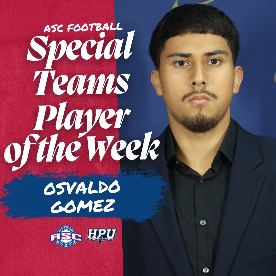 ASC Football Special Teams Player of the Week - Osvaldo Gomez

Read more: ascsports.org/news/2025/10/1…

#ascsports #ascfb #d3fb