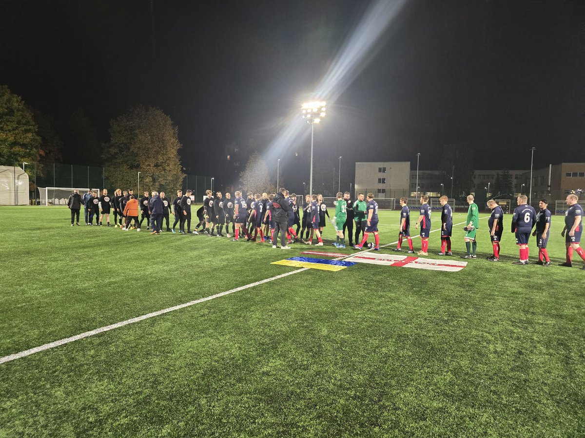 In Riga under the lights. Latvia Fans v Englandfans FC.
