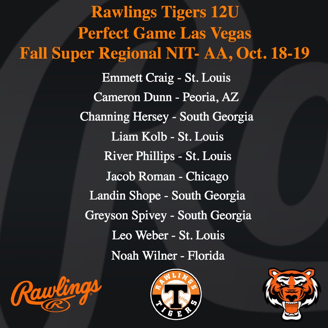 EPratte2's tweet image. Rawlings Tigers 12U will be competing in Las Vegas this weekend.

@Rawlings_Tigers