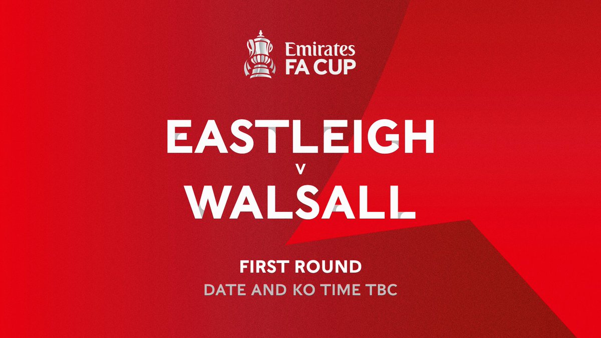 🏆 The #Saddlers will travel to National League side <a href="/EastleighFC/">Eastleigh FC</a> in the First Round of the <a href="/EmiratesFACup/">Emirates FA Cup</a> 

The tie will be staged on the weekend of November 1st