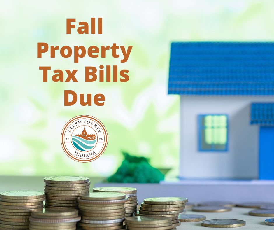 allencountyinfo's tweet image. REMINDER: Fall Property Tax Bills Due Monday, November 10, 2025. Spring &amp;amp; fall bills were mailed in April. Don't have your fall bill, print one @  allencounty.in.gov/284/Treasurer. See “Quick Links” click “Print a Tax Bill.” Payment options are listed on the back of your statement.
