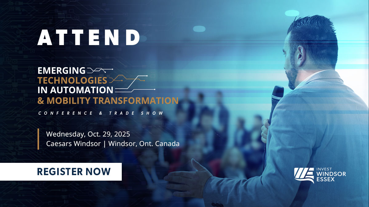 _investwe's tweet image. Attend #EmergingTech2025 + #MobilityTransformation in #WindsorEssex #Ontario hubs.ly/Q03yd3lZ0 

This event brings together international leaders in #automation, #mobility, #technology, experts in advanced #manufacturing, #supplychain purchasers.   

☑️ 400+ attendees 
☑️…