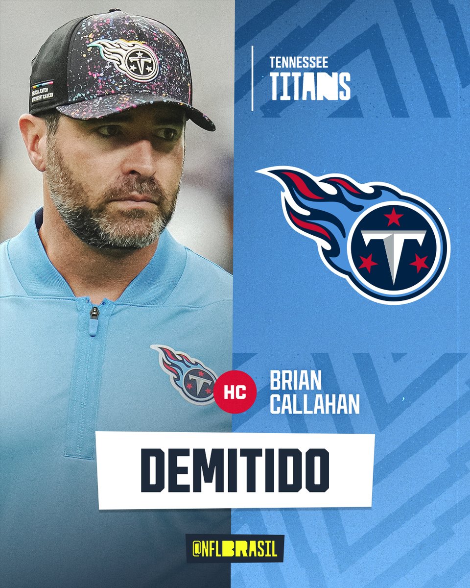 NFLBrasil's tweet image. URGENTE! 🚨

O Tennessee Titans anunciou a demissão do técnico Brian Callahan.