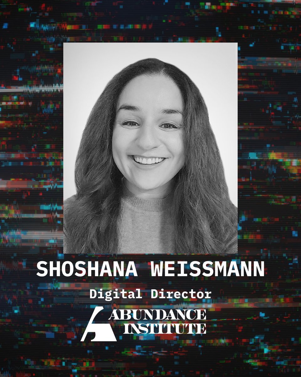 You’ve seen her online. You’ve seen her everywhere online. We’re excited to have her leading the Abundance Institute’s digital presence. Welcome to the team, <a href="/senatorshoshana/">Shoshana Weissmann, Sloth Committee Chair 🦥</a>!