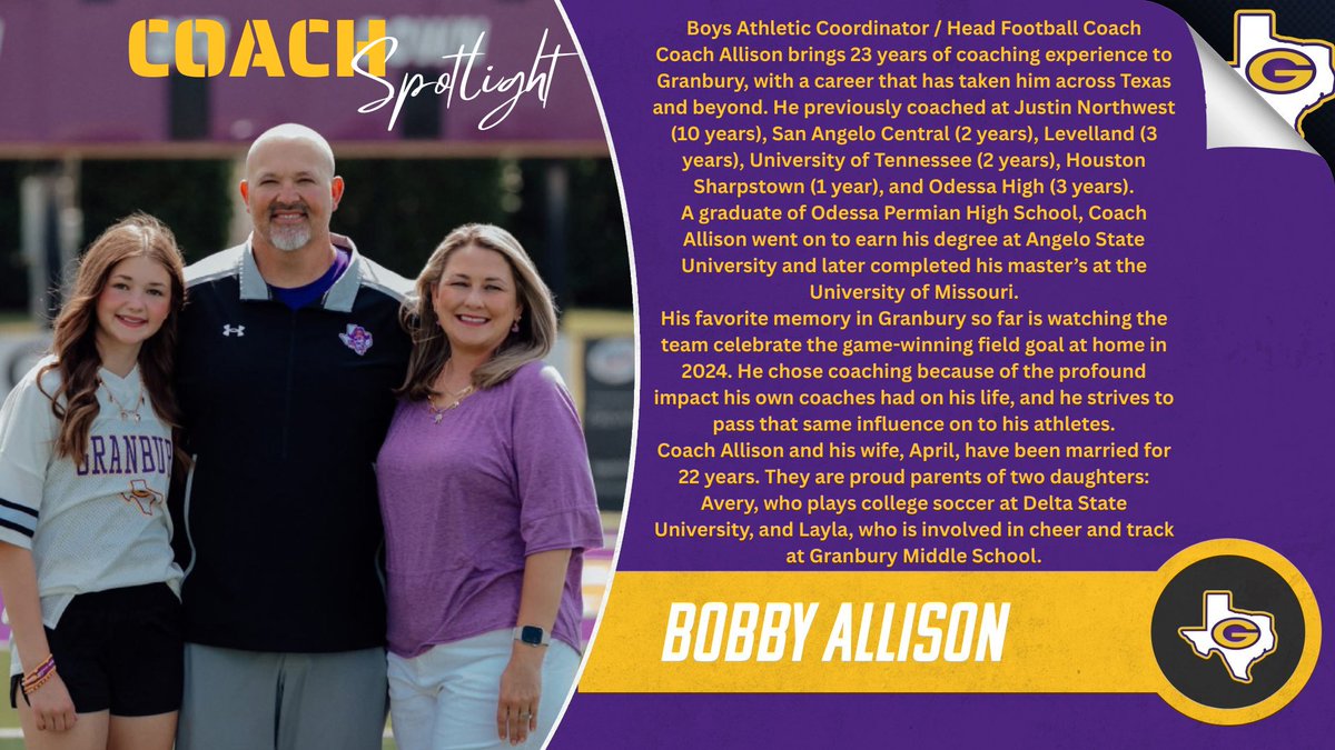 🚨Coaches Spotlight 🚨

Coach Bobby Allison - Head Football Coach 🏈

#PirateNation 🟪🟨🏴‍☠️