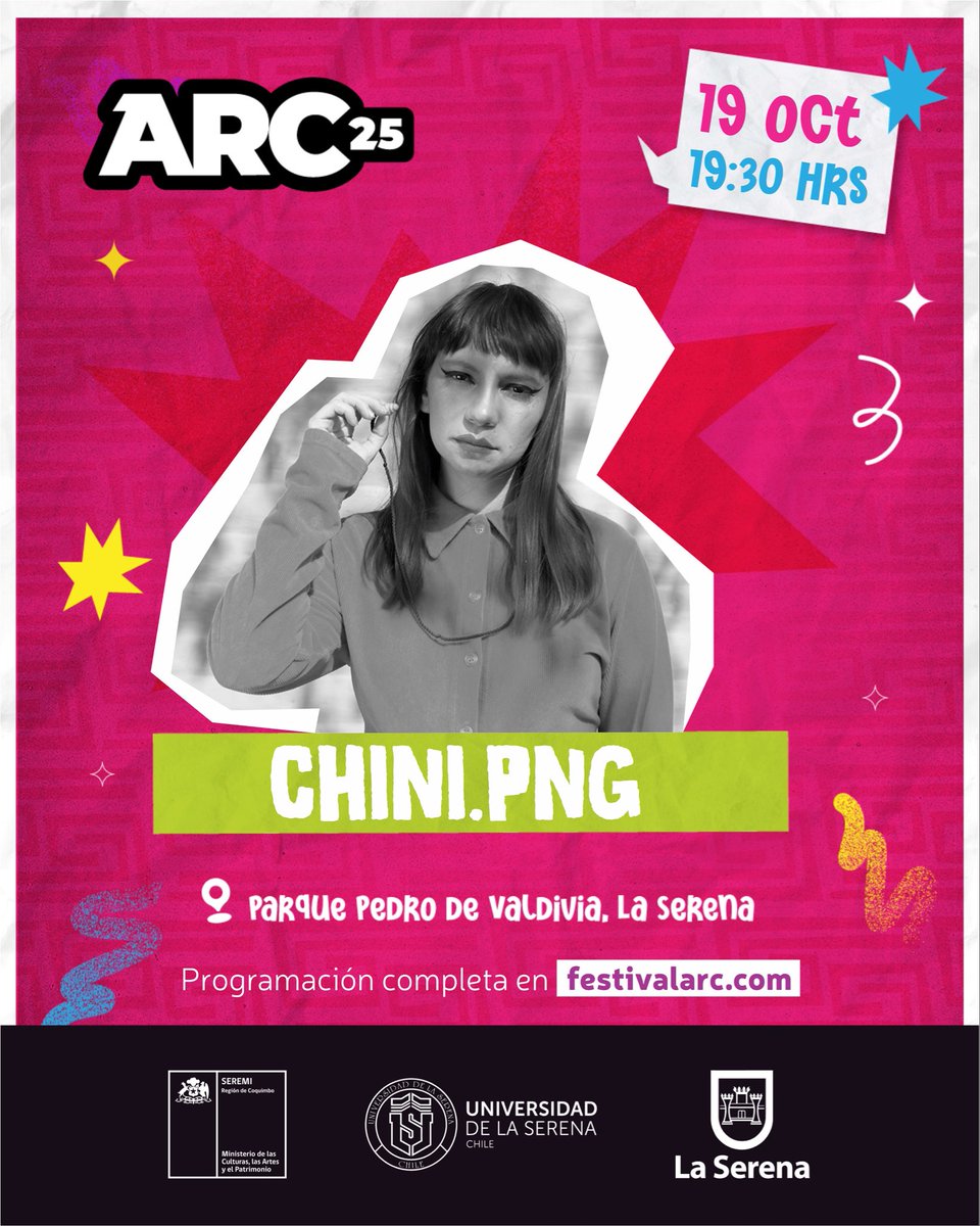 🎶Chini.png en el Parque Pedro de Valdivia🎶

Con su pop experimental y sonidos que exploran lo digital con lo emocional, Chini.png llega a La Serena para presentarse en el Festival ARC 2025.✨