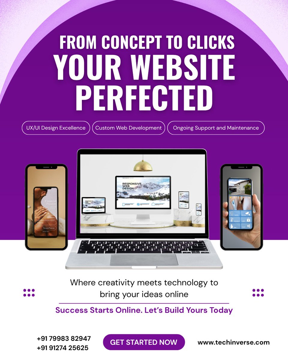 Tech_inverse's tweet image. 🚀 From Concept to Clicks — We Perfect Your Online Presence!
Turn your vision into a stunning, high-performing website that drives success.
✨ Creativity + Technology = Your Digital Growth Story

📞 +91 79983 82947 | +91 91274 25625
🌐 techinverse.com

#WebDesignExperts