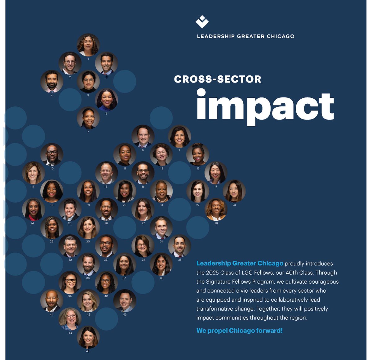 🙌 We are proud to celebrate our 2025 Signature Fellows in today's 40 Under 40 issue of @crainschicago. With the knowledge and network to drive bold, transformative change, they are prepared to lead a complex world.  🔗 (Pg. 17): bit.ly/42yBhsU #LeadGreat