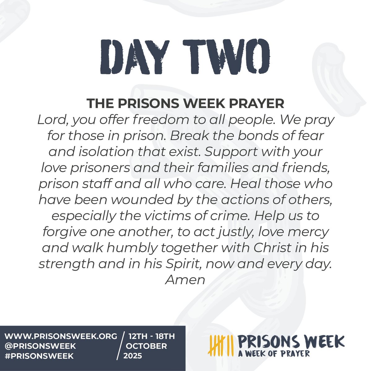 Day Two of #PrisonsWeek 2025 💛
Praying for transformation &amp; renewal across our prisons and communities.

💭 Where have you seen transformation bring hope?
#HopeBehindBars #Junction42