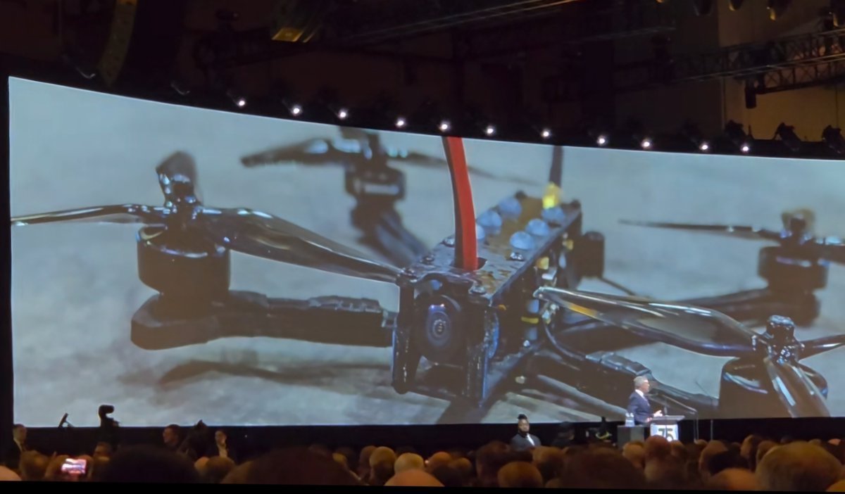 UnusualMachines's tweet image. That moment when a drone featuring eight $UMAC components shows up in the Secretary of the Army’s keynote at #AUSA2025 👀

#BlueUAS
#USMade
#DefenseIndustry 
#MissionReady
#Drones