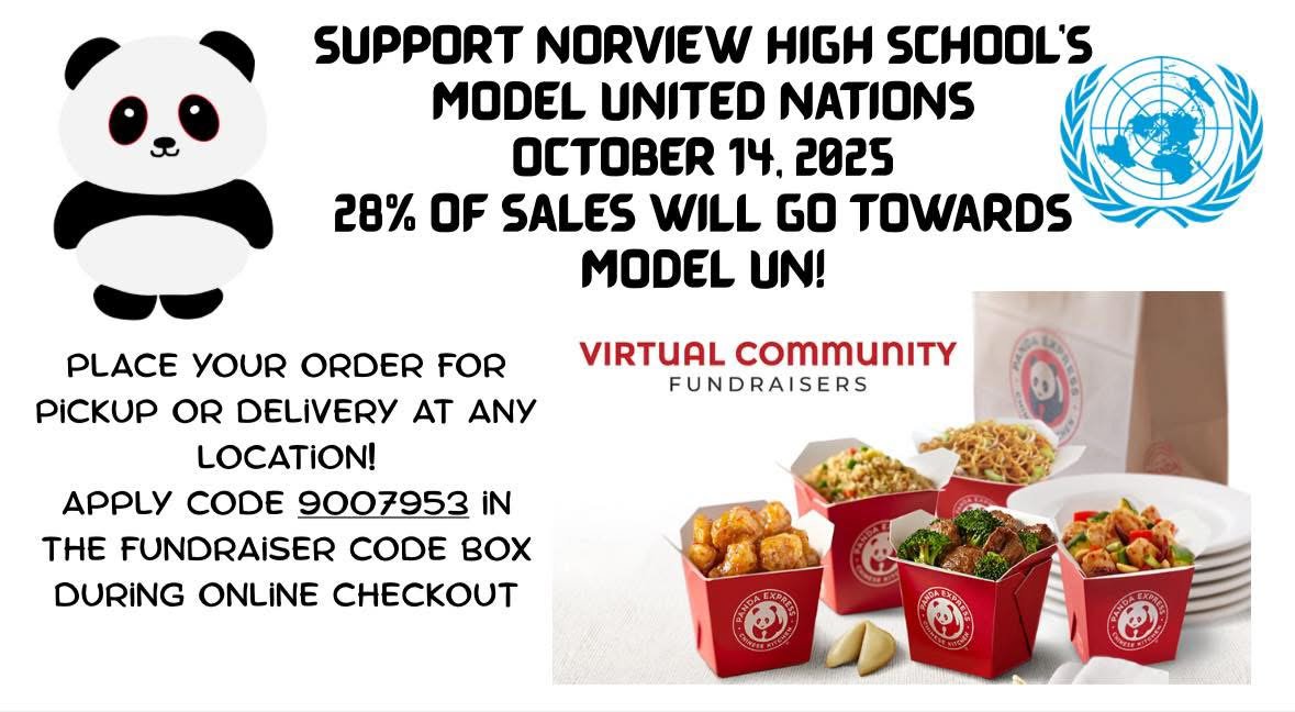 NPSchools_VA's tweet image. 📣 Support @NorviewHSPilots Model UN! 🌍
Grab Panda Express on Tue 10/14, order online, and use our code to help fund our team!

#NorviewHigh #ModelUN #Fundraiser #NPS #FutureLeaders