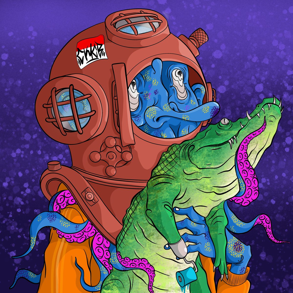 KasoiaA's tweet photo. From the depths of chaos, a cosmic diver emerges with his trusty mutant crocodile. Tentacles, delirium, and underwater breathing—another psychedelic vision straight out of Goofsland. 🐙
♦️CKCB#20
♦️Starting Bid-0.13 $AVAX
#KasoiaNFTs #CKCB #NFTCommunity
#AVAX https://t.co/jaCgGQs9SD