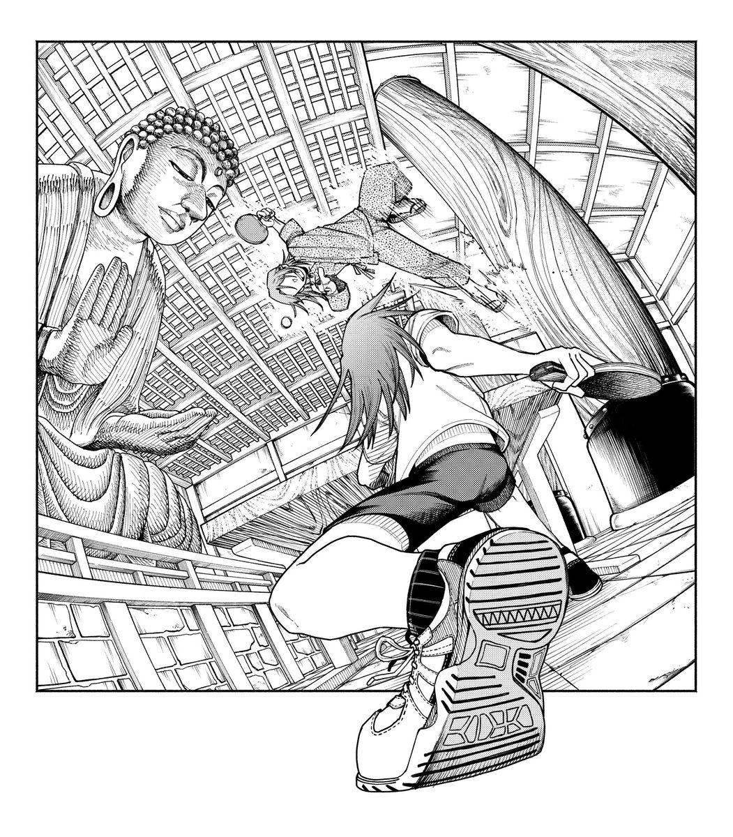 YK_03103's tweet image. ピングポング14話出てます!
よろしくお願いします!
画像は連載前に描いたカット
どんな対戦にするかとか
何も決めておらず、
とりあえず変な場所で戦う
雰囲気を出そうとしてたもの
後コーチだと思ってたけど、
コーチのキャラが出来る前に描いてるから
よく見るとデザインが違う
